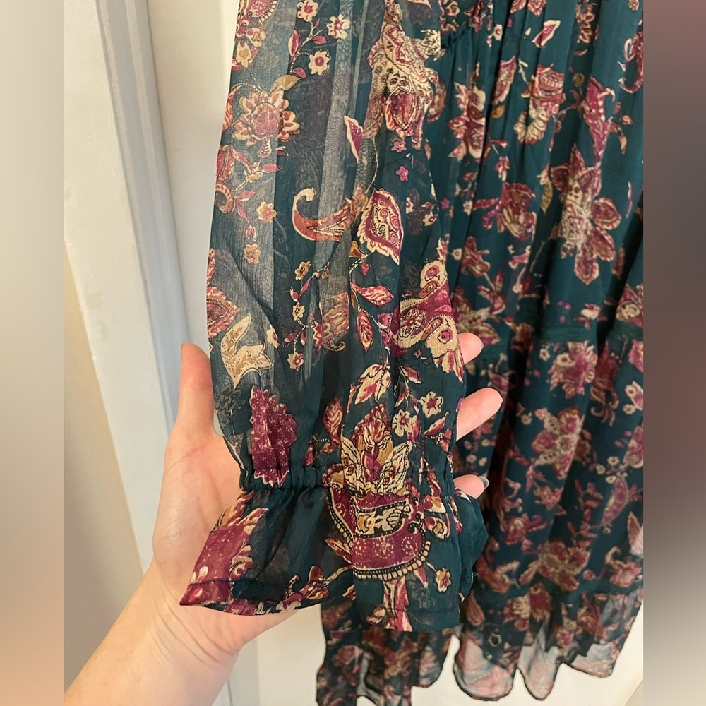 NWT Band of the Free BOG Dress Small Run the World Pine Berry Boho Floral Flowy - Picture 7 of 9